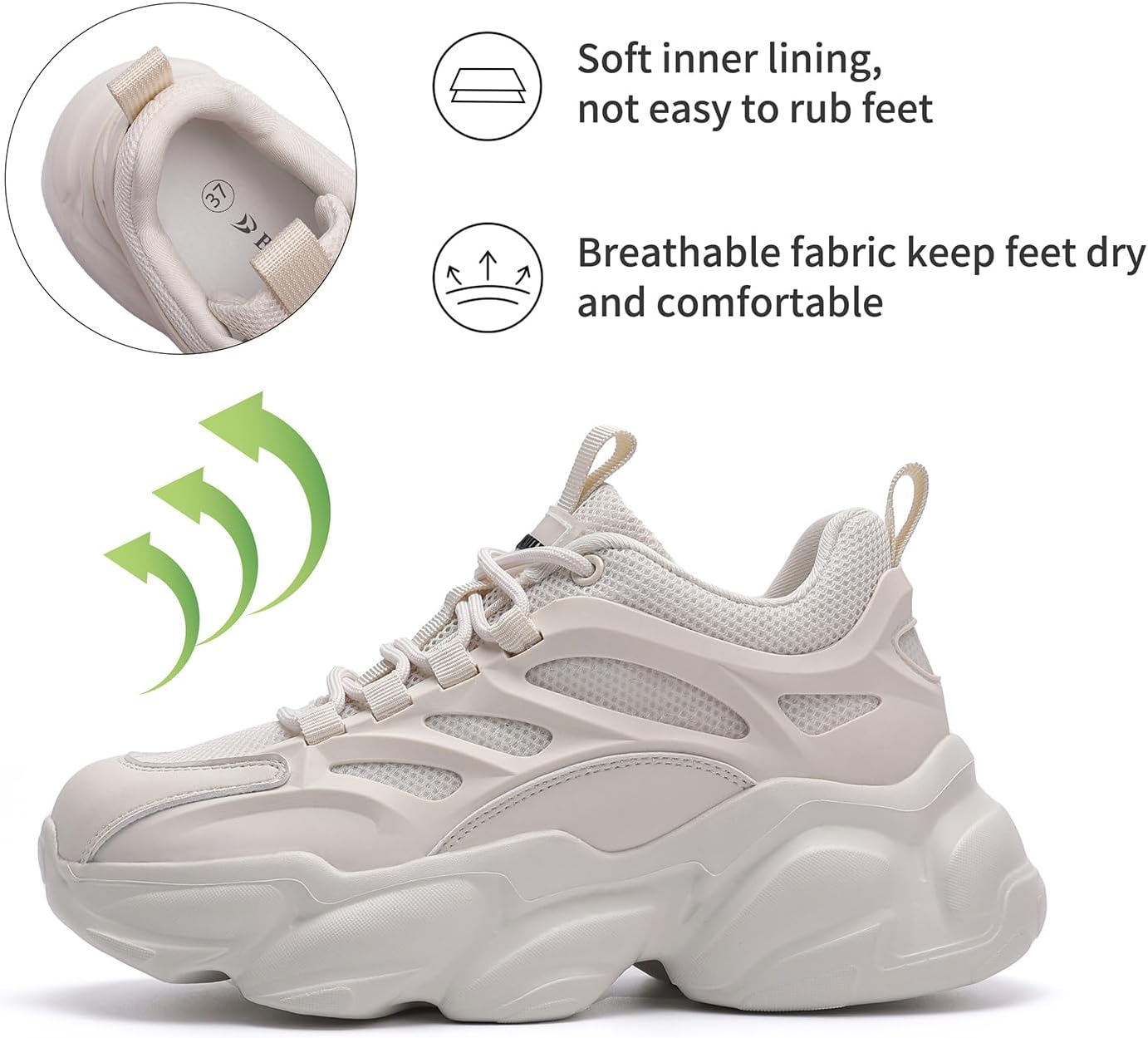 Women's Walking Shoes Cushion Running Tennis Shoes Non-Slip Comfortable Breathable Workout Gym Sports Athletic Fashion Sneakers