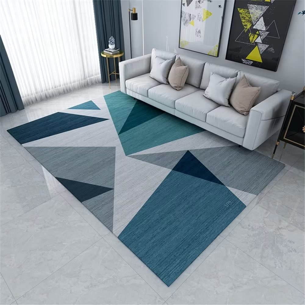 Descente de lit durable en tissu géométrique bleu foncé premium