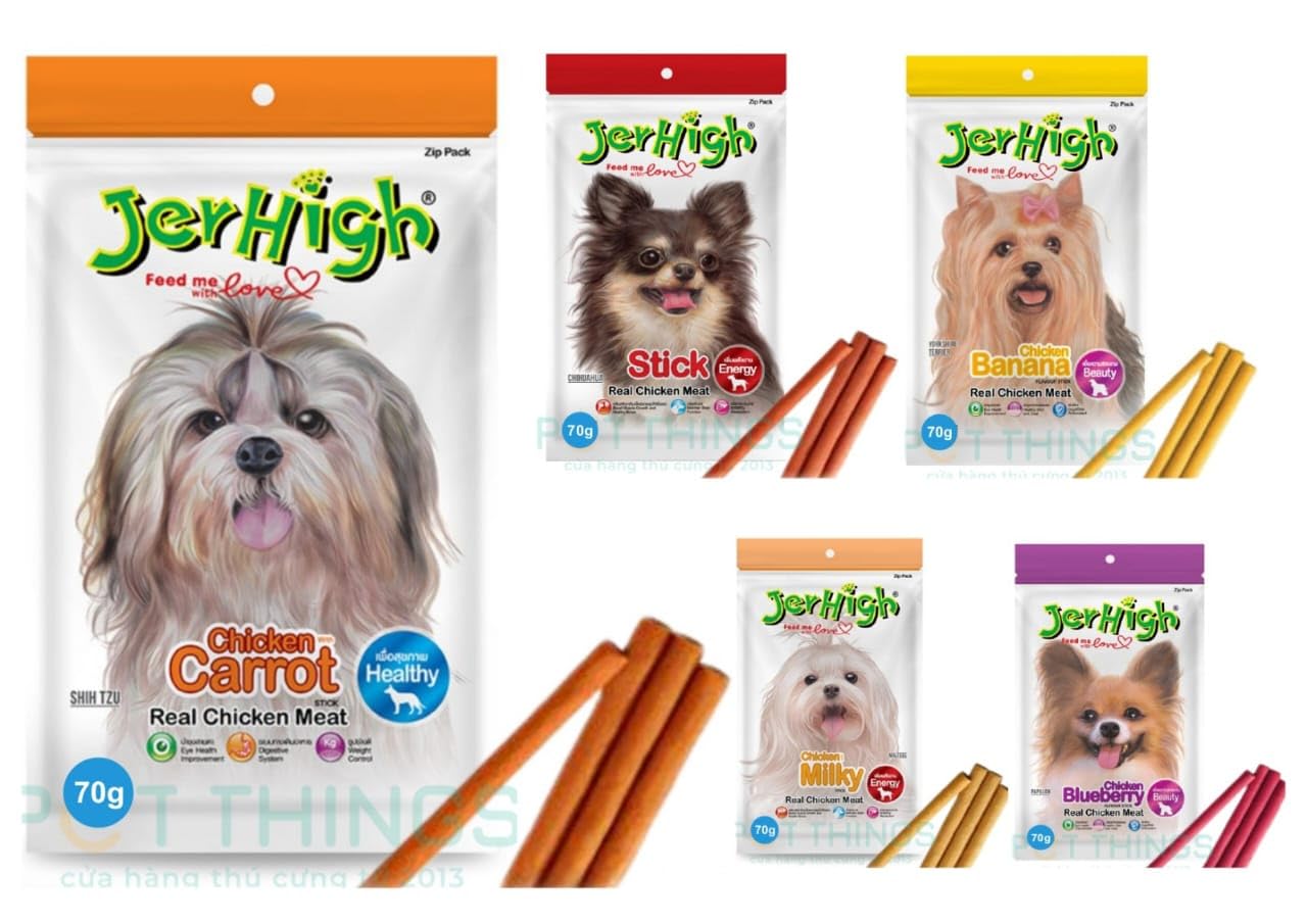 JerHigh Healthy and Fresh Human Grade High Protein Chicken, Stix Dog Treats for All Life Stages Suitable Flavor (Banana Stick,Milky,Carrot,lueberry) (5 X 70g) (B0CL1C252Y) Amazon Price History, Amazon Price Tracker