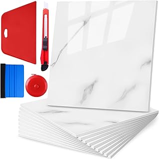 Nuanchu 36 Pcs Peel and Stick Shower Waterproof Marble Tiles Wall Panels 12 x