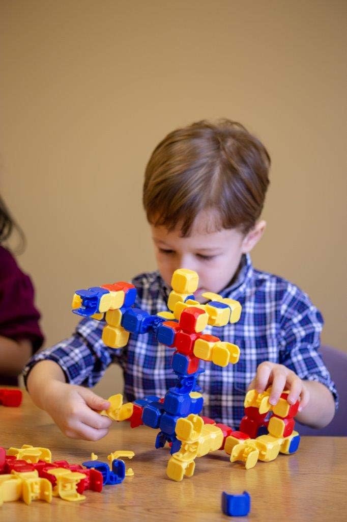 POPULAR PLAYTHINGS LinkaBlox Deluxe Snap Together Building Toy, Click Block Construction Set for Kids, Stem Play Ages 4 & Up – 126 Pieces