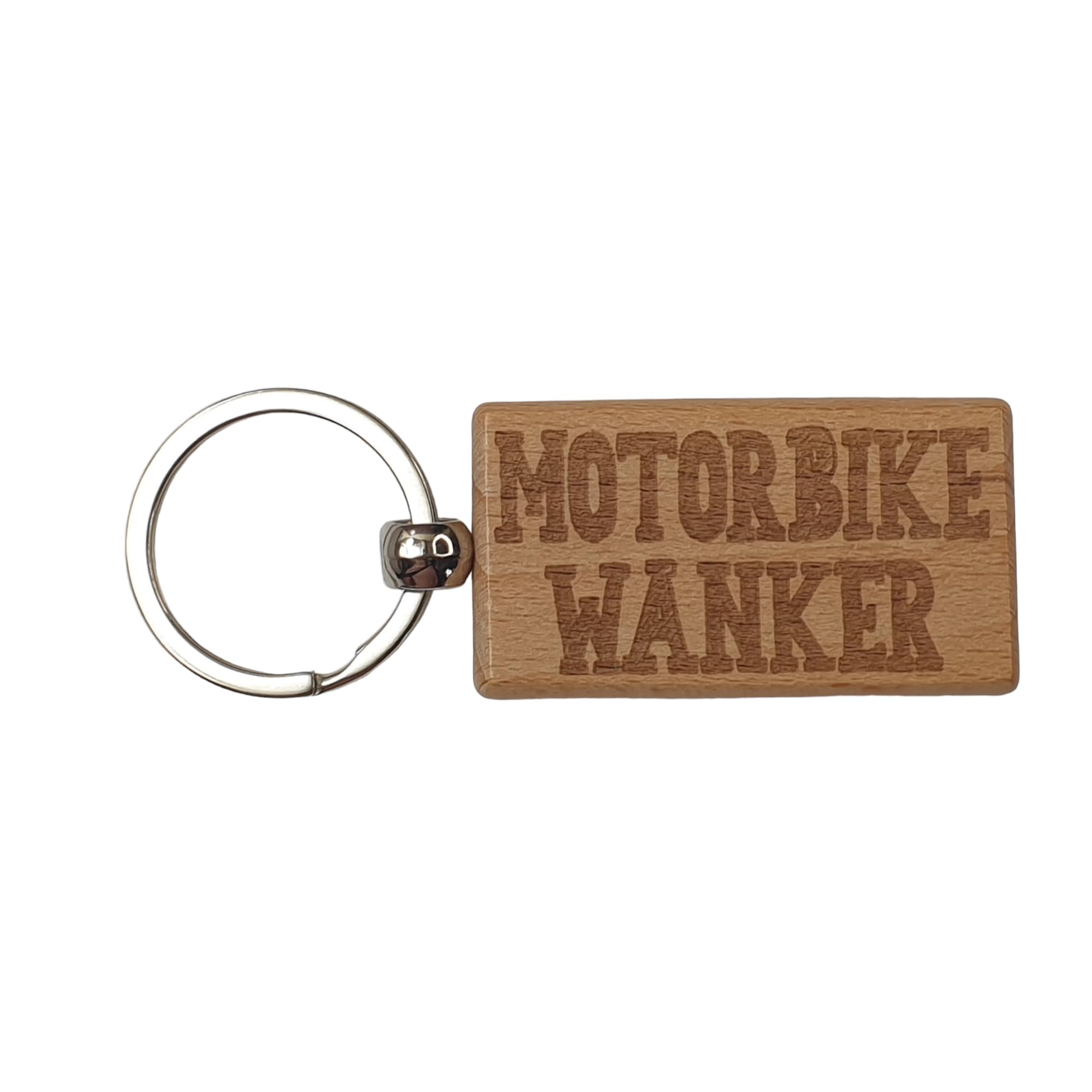 Decalarama Motorbike Keyring Gift Motorbike Wanker Cute Engraved Wooden Rider Key Fob Fun Novelty Nice Custom Present