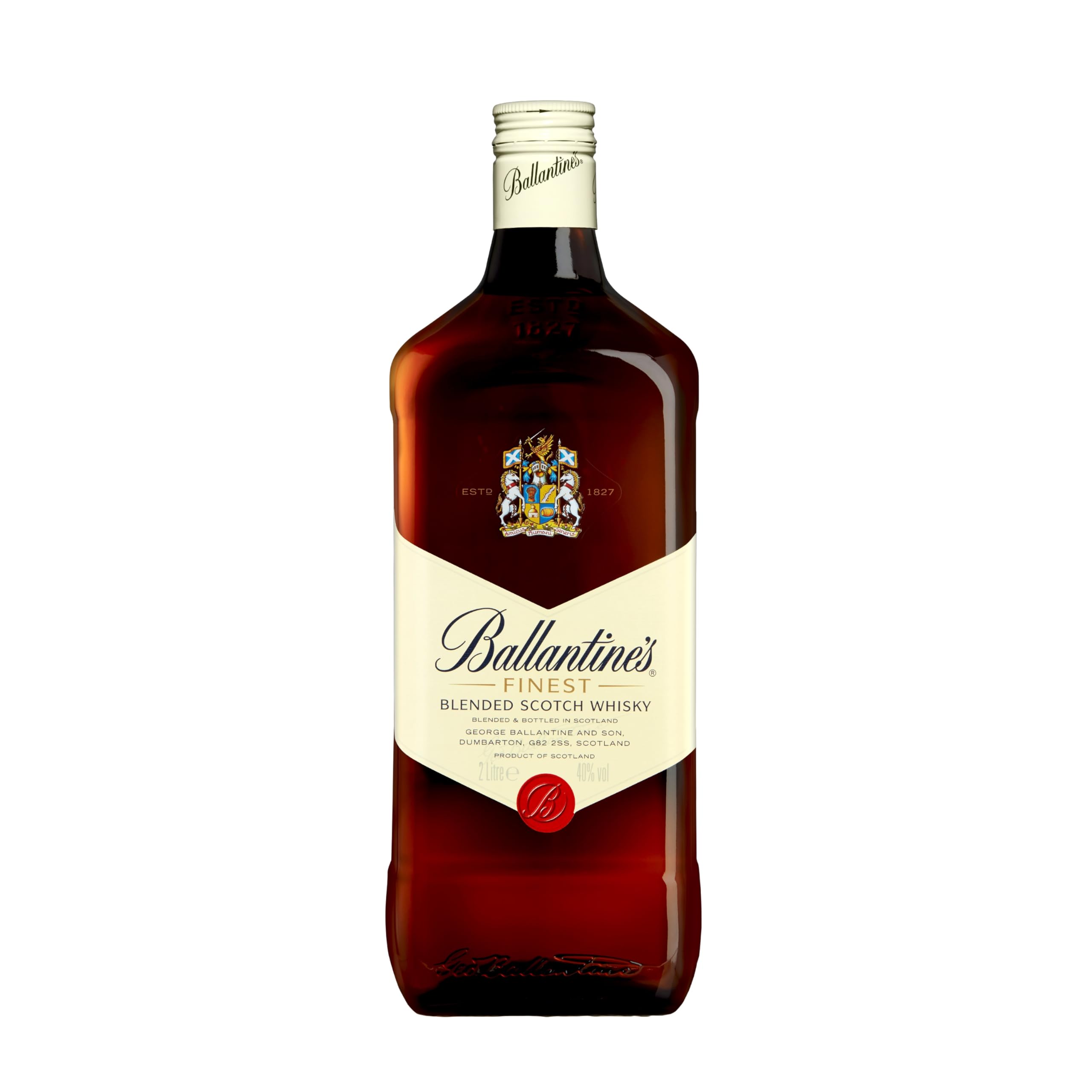 Ballantine's Finest Whisky Escocés, Pack de 2 Botellas y 6 Vasos de Regalo, 1 L