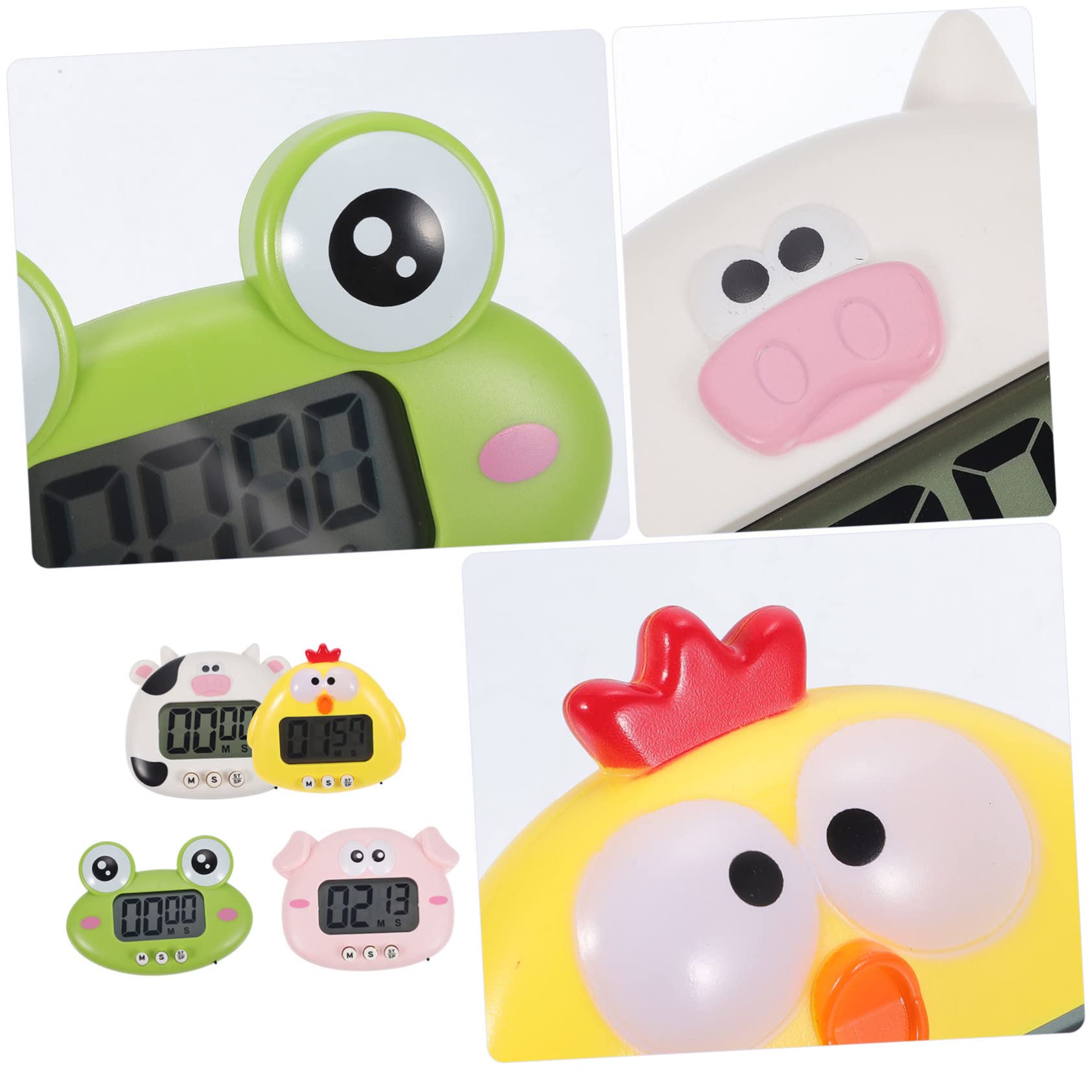Digitale Plastica Animali Timer in Cucina Pezzi e da 4 con Cartone Animato Leggero Facile da Trasportare per Cucina e Apprendimento