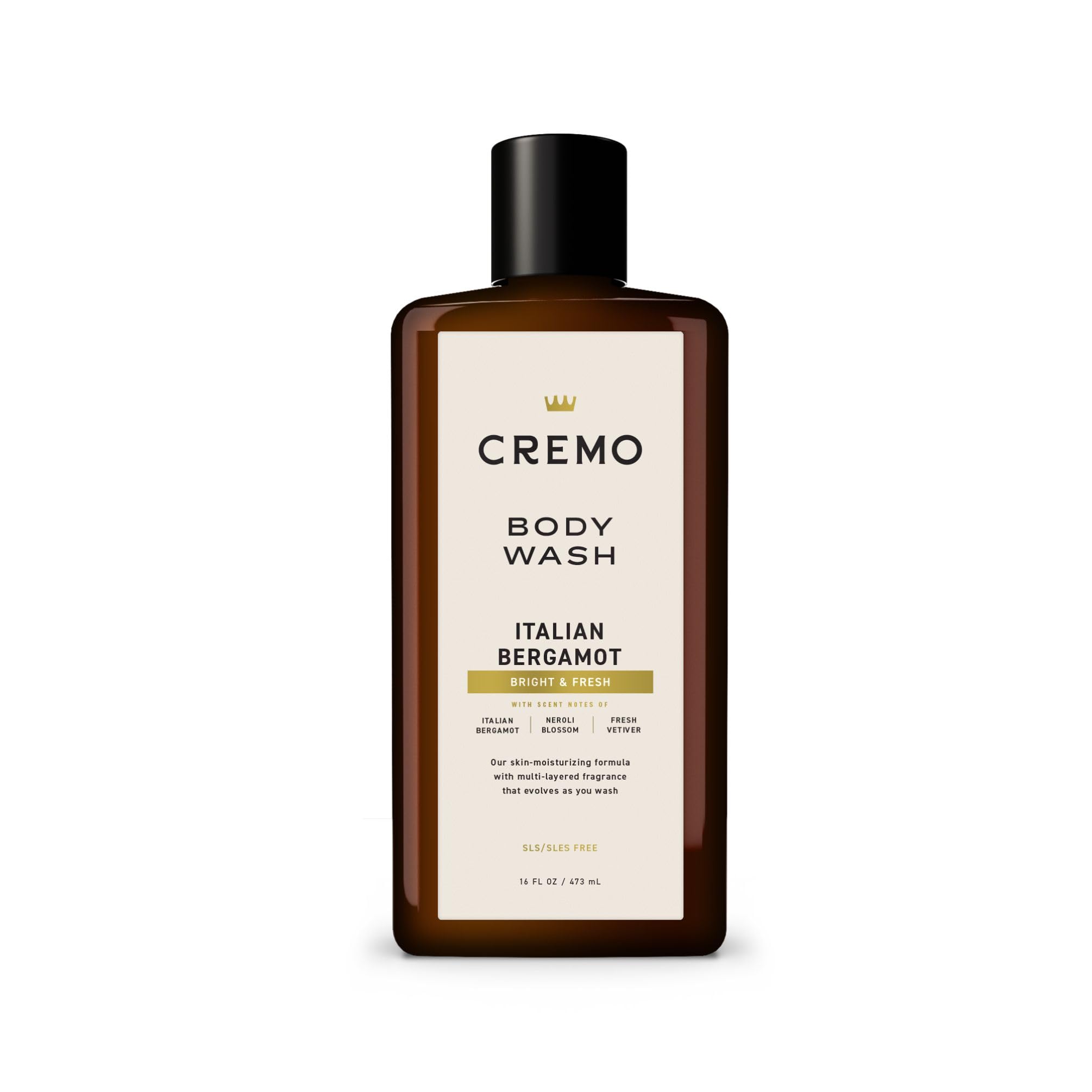 CREMO Rich-Lathering Italian Bergamot Body Wash, Notes of Italian Bergamot, Neroli Blossom, and Fresh Vetiver, 16 Fl Oz (Packaging May Vary)