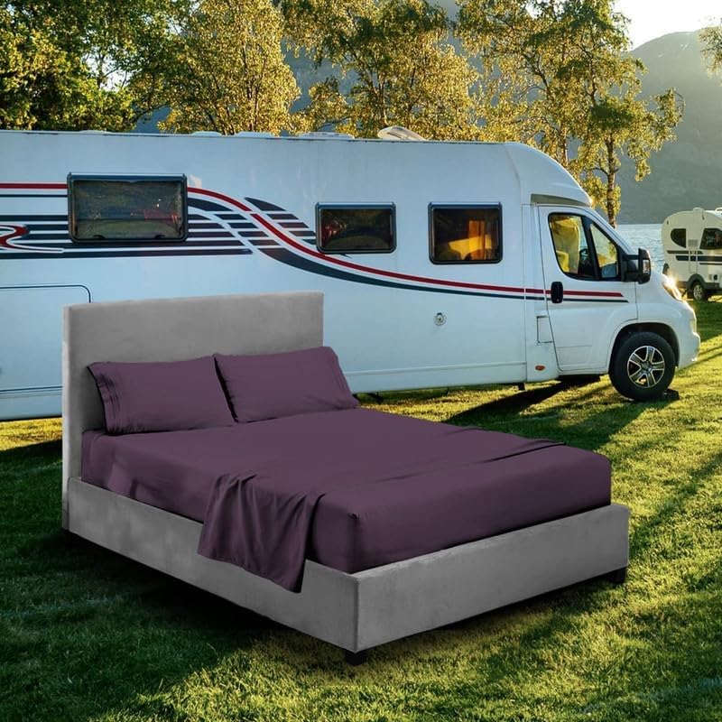 Juego de sábanas para literas de autocaravana  48 x 75 pulgadas, tamaño matrimonial 34, color ciruela, litera para cuna, cama de caravana y camión,