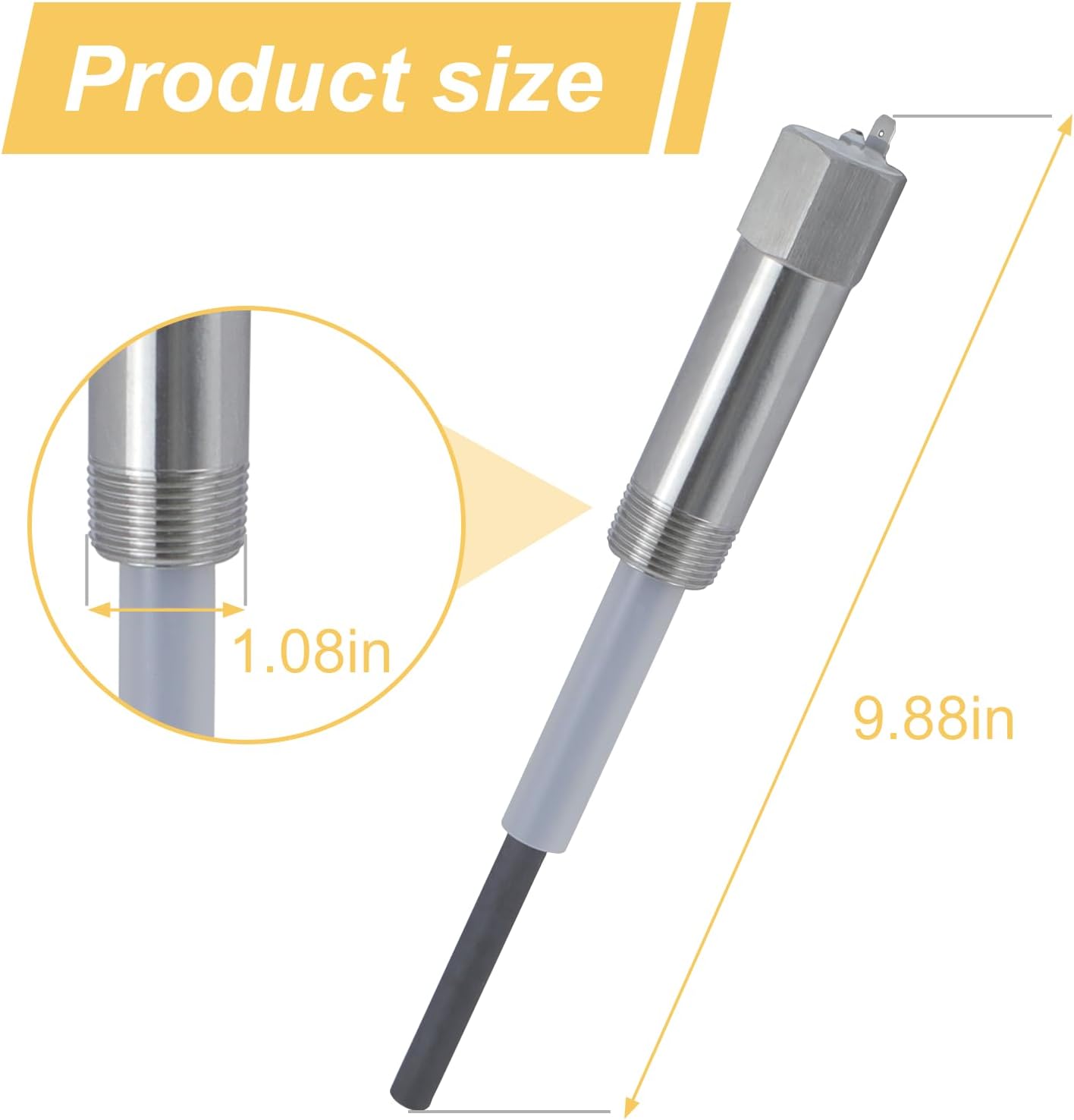 Powered Anode Rod,Water Heater Anode Rod Made of Titanium (10-39 gallon),Powered Anode Rod for Water Heater Can Eliminate Sulfur Smell In Well Water,Anti-Rust & Corrosion,Eliminates Rotten Egg Smell