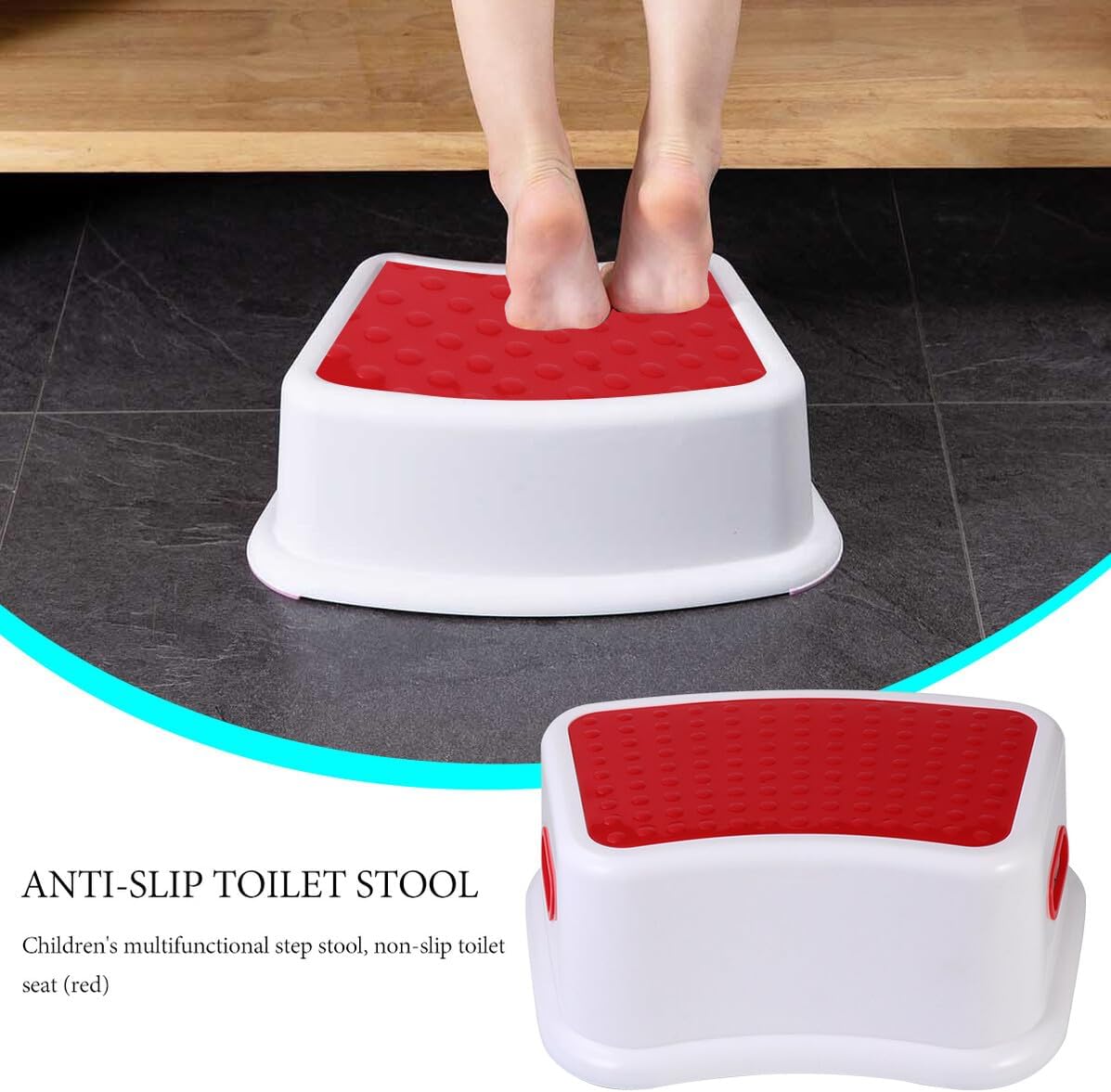 Multifunctional Stool Small Plastic Footstool Lightweight Nonslip Portable Step Stool for Boy Girl Red Shockproof Design