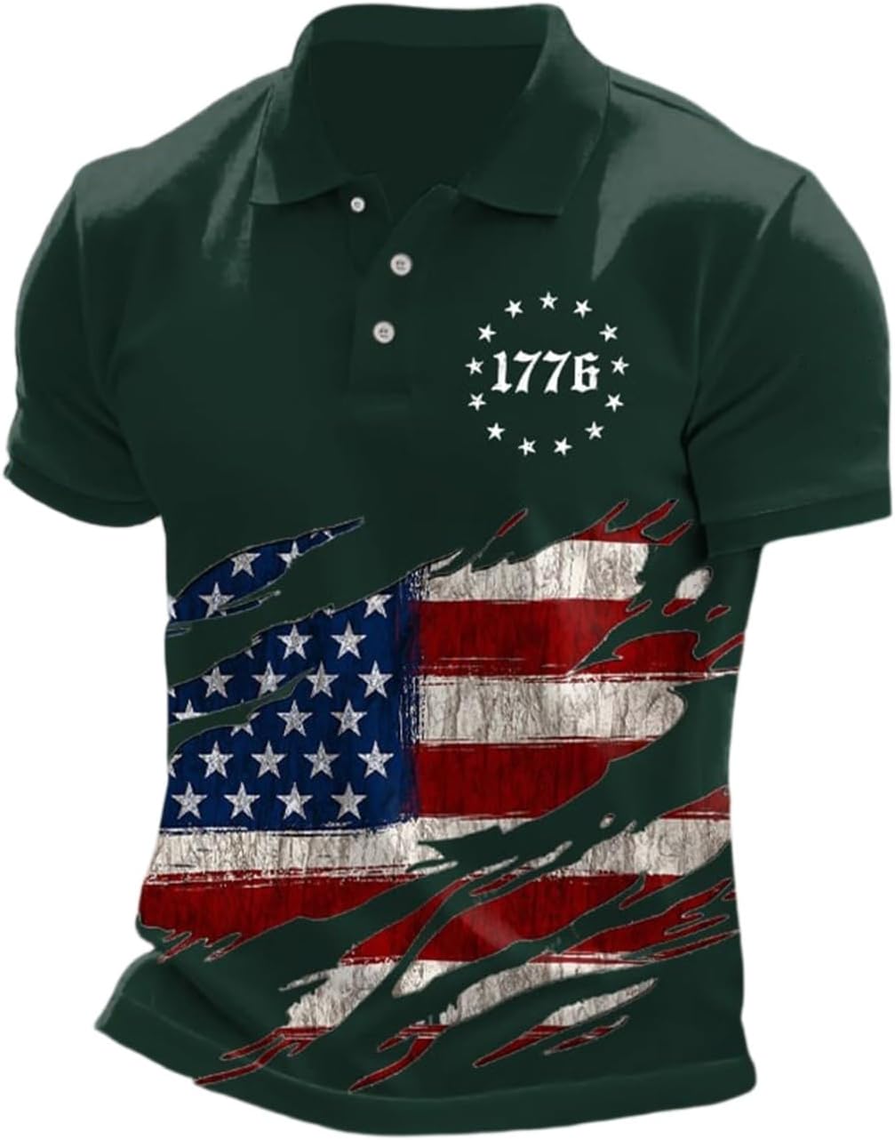 Mens 250Th Anniversary USA Tshirt 250 Years of Liberty Buttoned Polo Shirts, M-3XL