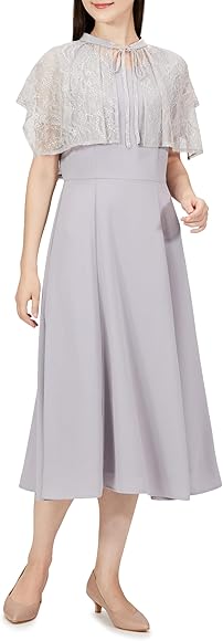 Amazon.co.jp: [レッセパッセ] カジュアルドレス ﾚｰｽｹｰﾌﾟ付きﾄﾞﾚｽ 