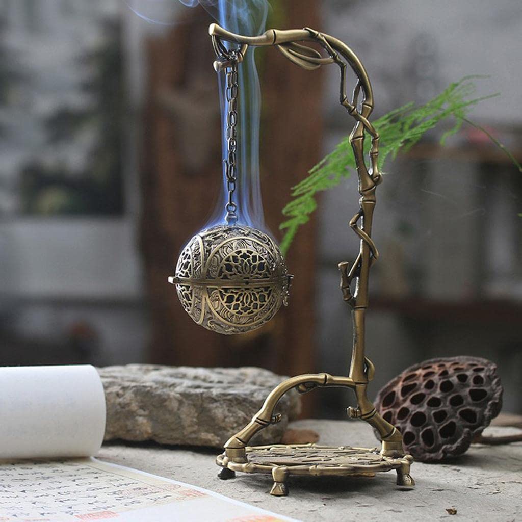 Aromatherapie Weihrauchbrenner Räucherstövchen mit Ständer für Weihrauch oder Räucherkegel - Bronze