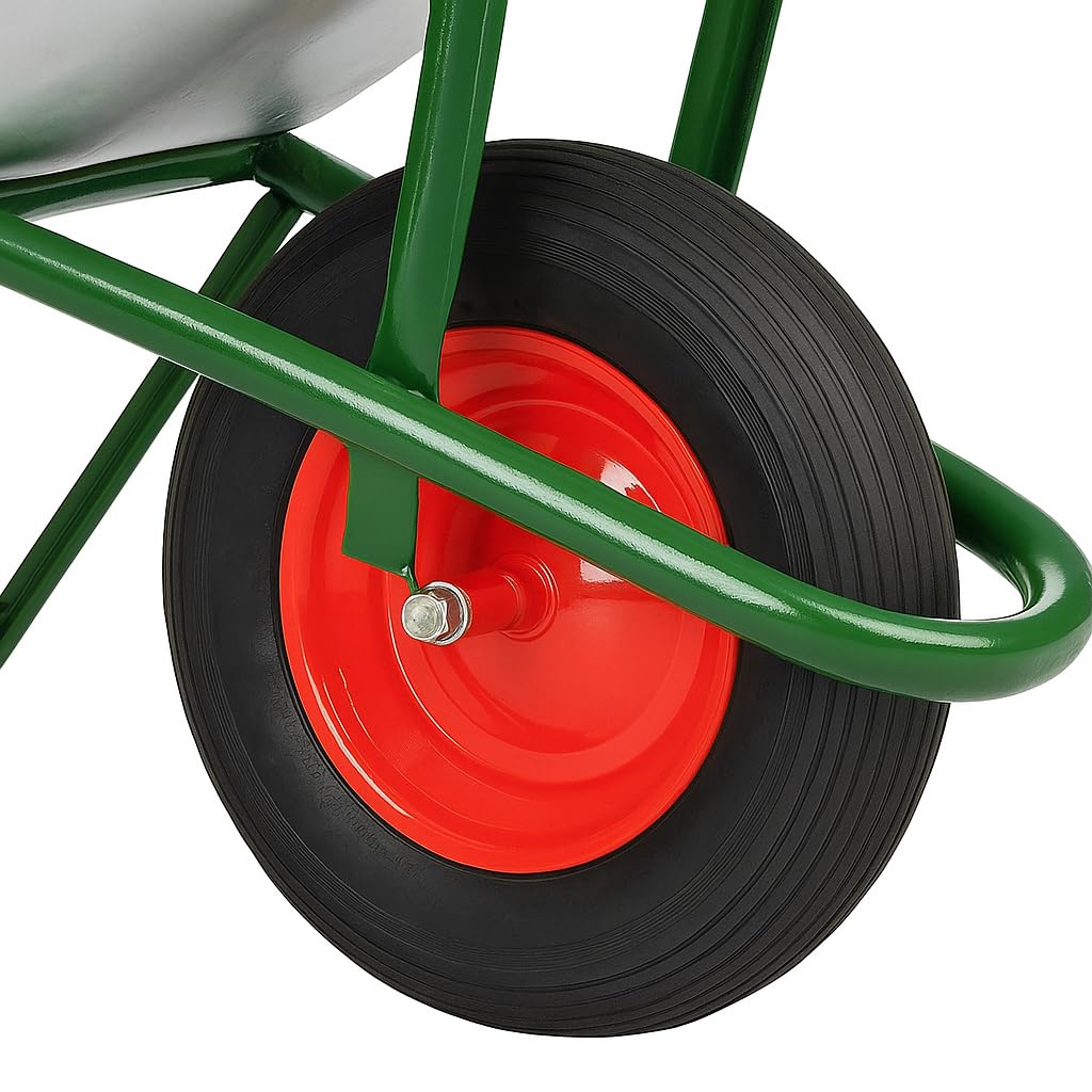 Carriola per Edilizia 80 Litri – Vasca Zincata Robusta – Struttura Rinforzata con Ruota Pneumatica – Ideale per Cantieri, Giardinaggio e Trasporto Materiali – LEMAG SRL