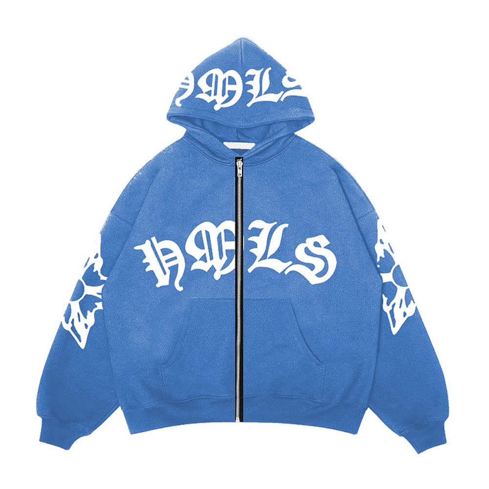 Y2k Vestiti Zip Up Felpa Uomo Star Maglione Donna Felpa Oversize Harajuku Punk Streetwear Vestiti, Nero 7, Small