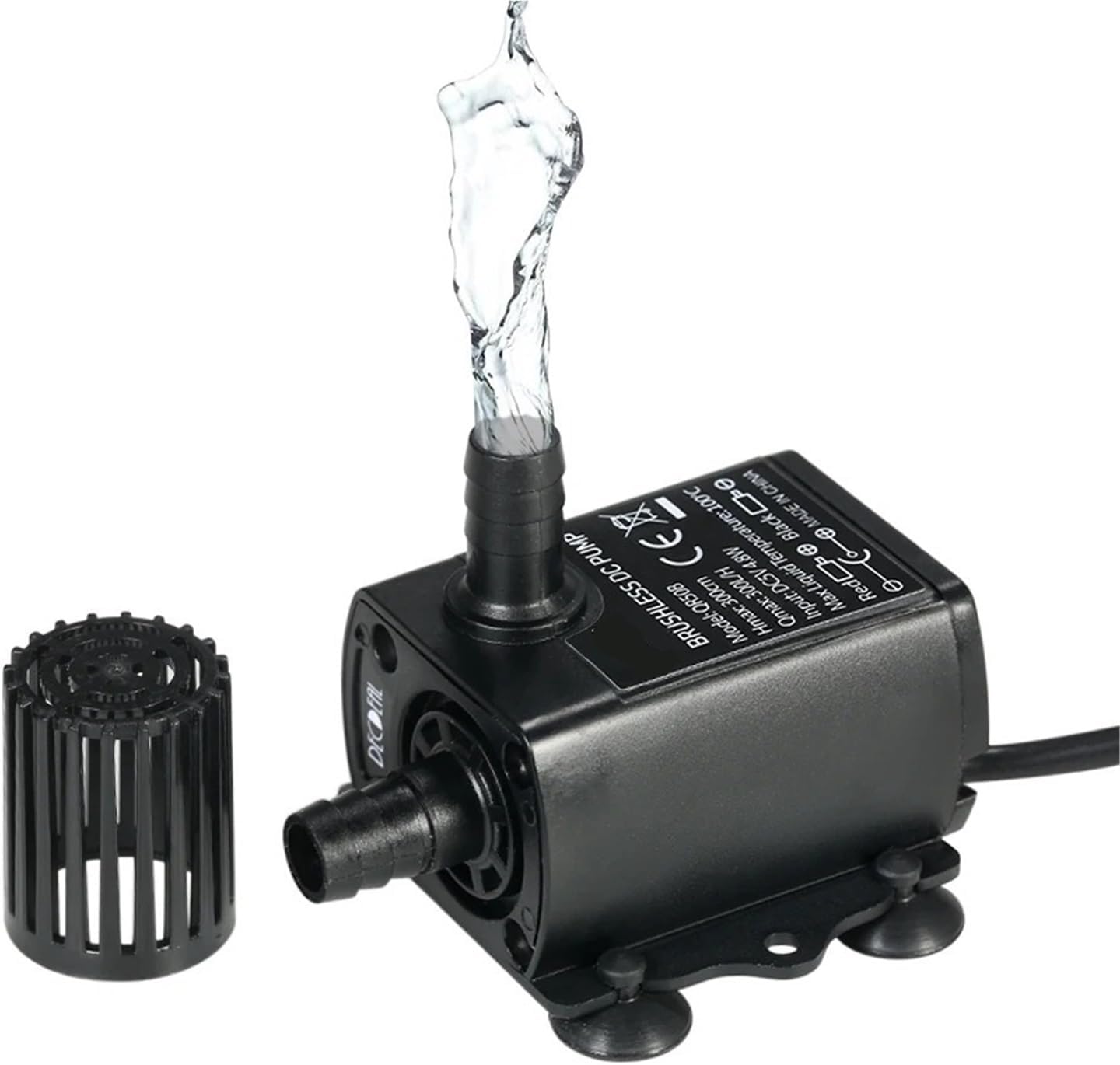 USB DC5V 4.8W Mini Brushless Water Pump Waterproof Submersible Fountain Aquarium Circulating 300L/H Lift 300cm(2.4W)