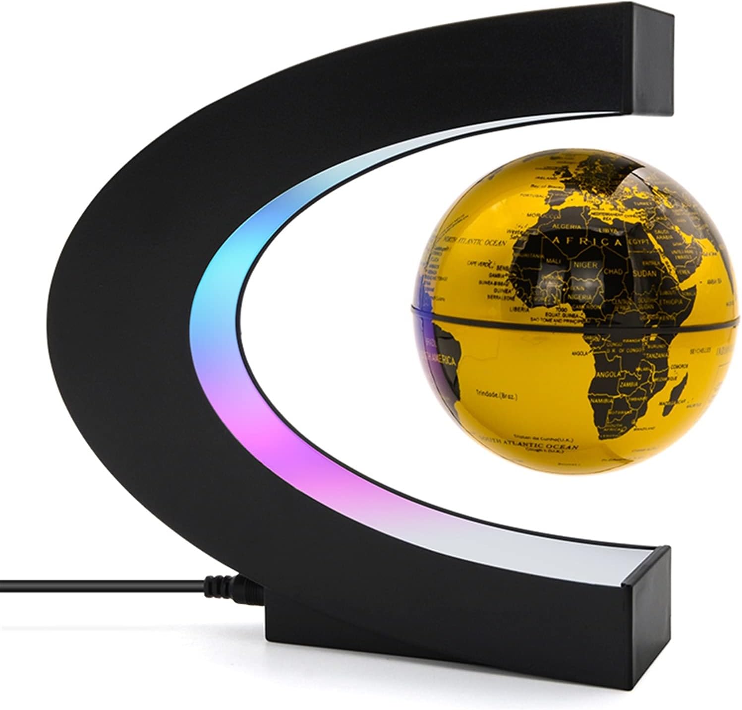genericAmazing Office Home Decor, Globo Terrestre Levitating Table Magnetic Levitation Globus Dzieci Float Glob Pamantesc Iluminat (Emitting Color : Gold)