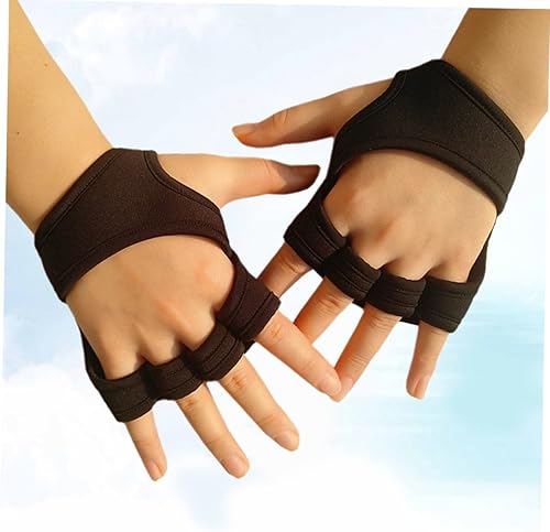 Miniatura 3 de Healifty Non-Slip Fingerless Gym Gloves for Men Women Silicone Grip Padded Weight Lifting Half Gloves with Wrist Strap Sweat-Wicking Workout Hand