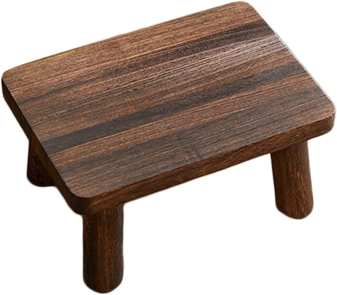 PRETYZOOM Wooden Step Stool Anti-Slip Design Small Foot Stool for Kitchen and Bathroom Solid Wood Construction for Adults and Boys and Girls Compact Storage Solution