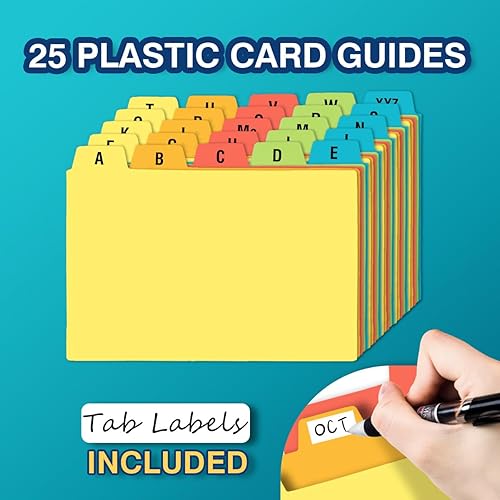 Miniatura 46 de H4D Tarjetero de índice de 3 x 5 con 100 tarjetas de índice a rayas pesadas y 25 divisores de plástico, verde lima