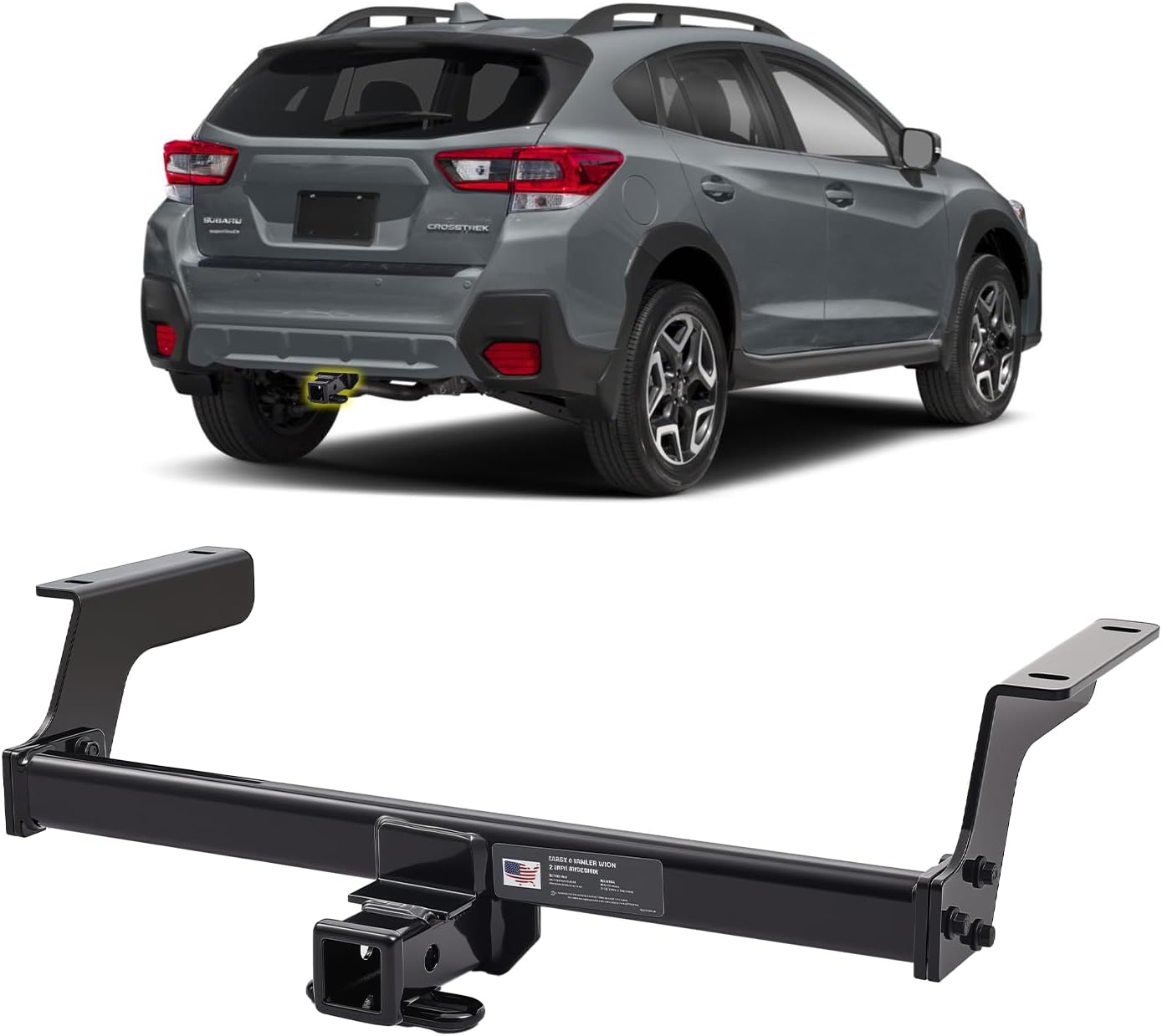 Class 3 Trailer Hitch with 2-Inch Receiver, Compatible with Subaru Crosstrek 2018–2024 | 3,500 lbs GTW / 525 lbs Tongue Weight | Heavy-Duty Carbon Steel, Modular Bolt-On, DOT Certified
