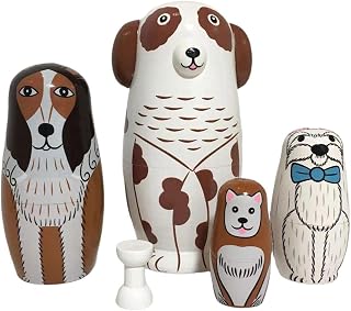 YIJU 5 peças de aninhamento bonecas de desejo boneca russa padrão de cachorro brinquedos de empilhamento boneca matryoshka para escritório presente de