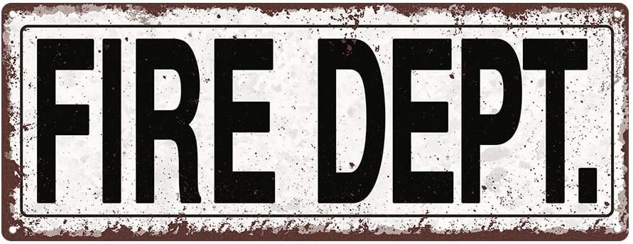 Outdoor Fire Dept. 6"x16" Metal Sign, Rustic, Fireman, First Responder, Guaranteed Not to Fade for 4 Years