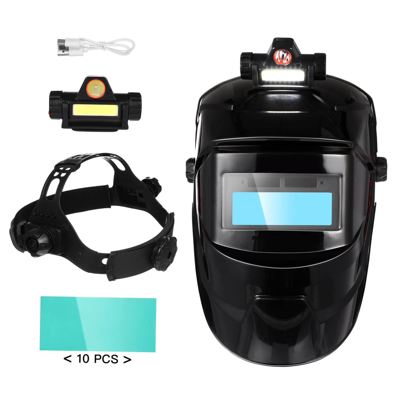 Alipis True Safety Helmet Hood Padding Auto Dimming Lenses Darkening Glasses Headlamps