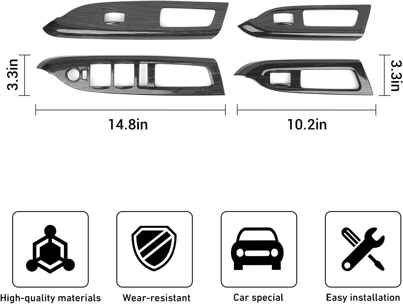Linskip Power Window Switch Panel Covers Trim Compatible with Chevrolet Colorado & GMC Canyon 2014-2022, for Chevy Colorado Door Panel Controls Trim, Interior Accessories(Dark Wood Grain)