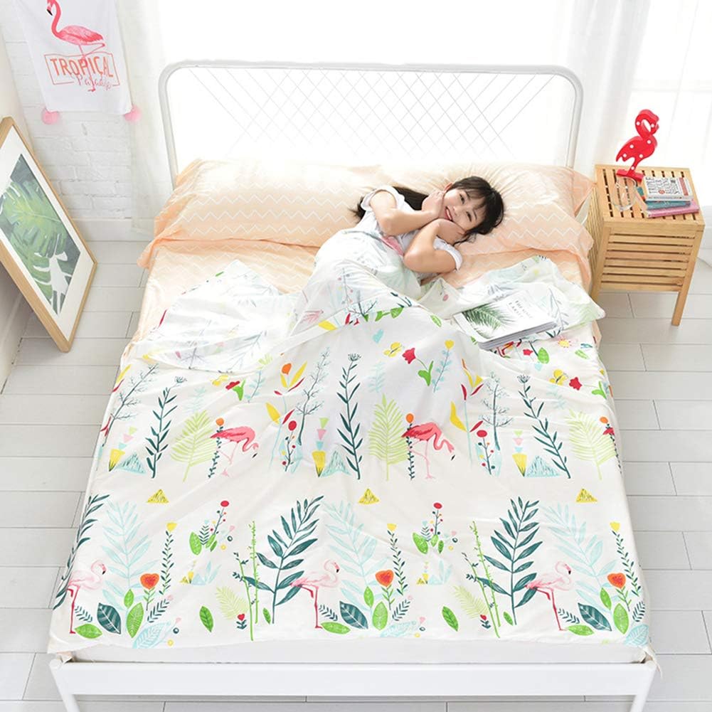 Travel Sleeping Bag Liner Lightweight Cotton Sleep Sacks Adults with Side Buckle, Tear-Proof, Zipper, Carrying Pouch Single/Double Camping Sheet for Outdoor Hotels