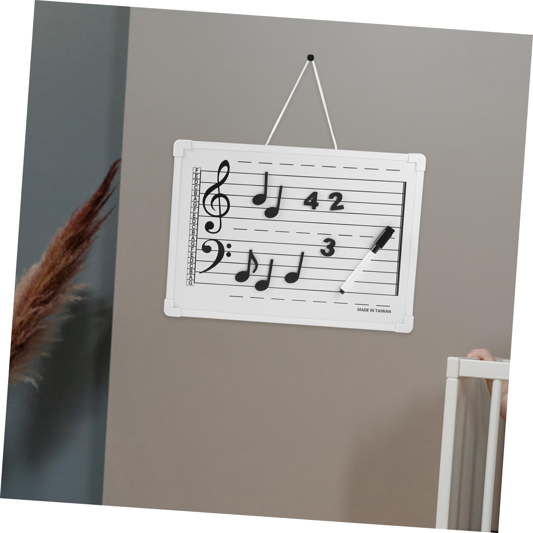 Tableau Blanc Effaçable à Sec Musique, avec Autocollants de Notes, Plastique, Suspendu au Mur, pour École et Maison