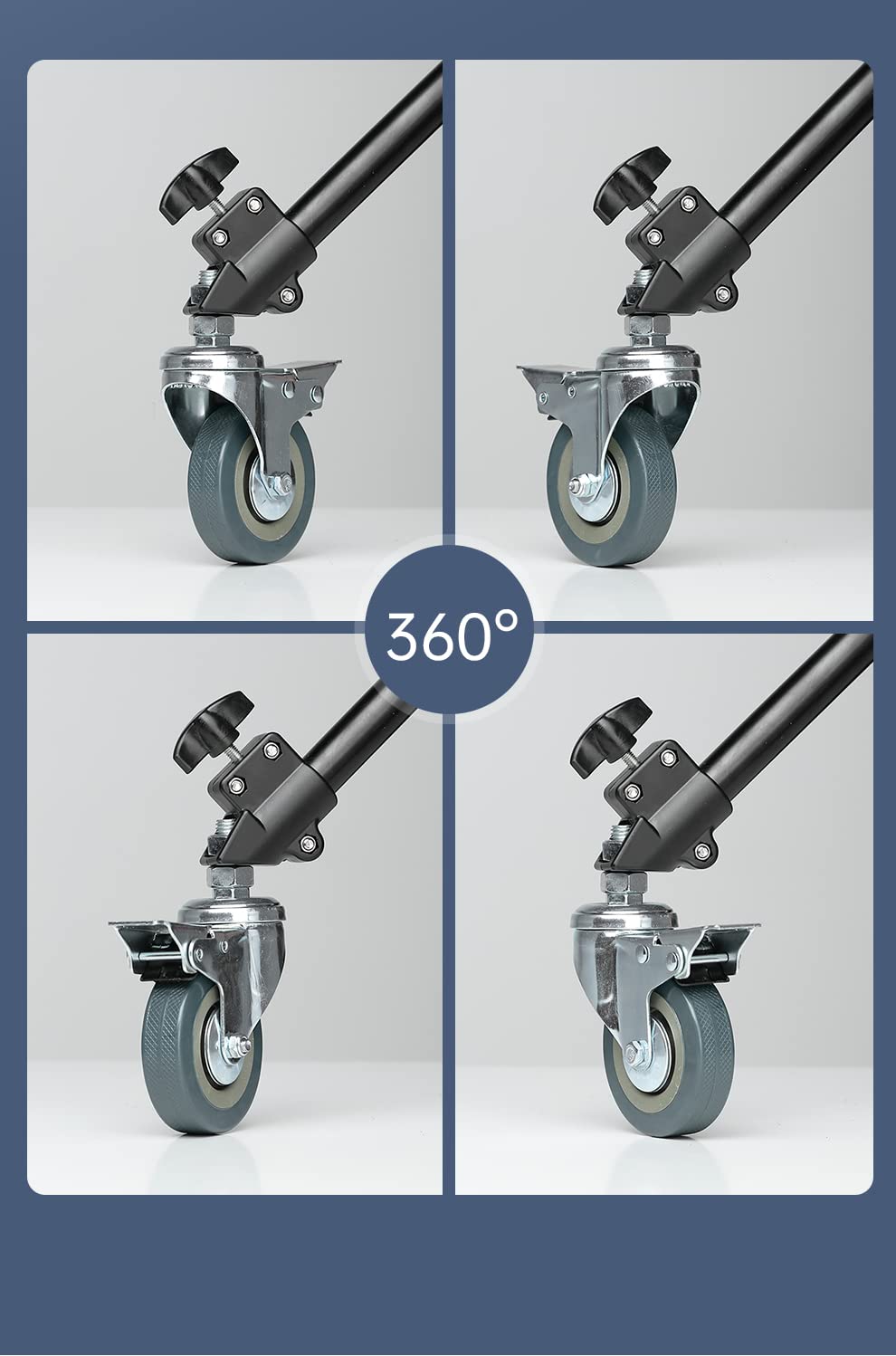 AMBITFUL 3 X Light Stand Wheels Install Diameter of 22 mm Adjustable 360° with Locking Function Light Stand Wheels for Photo Video Studio Shooting