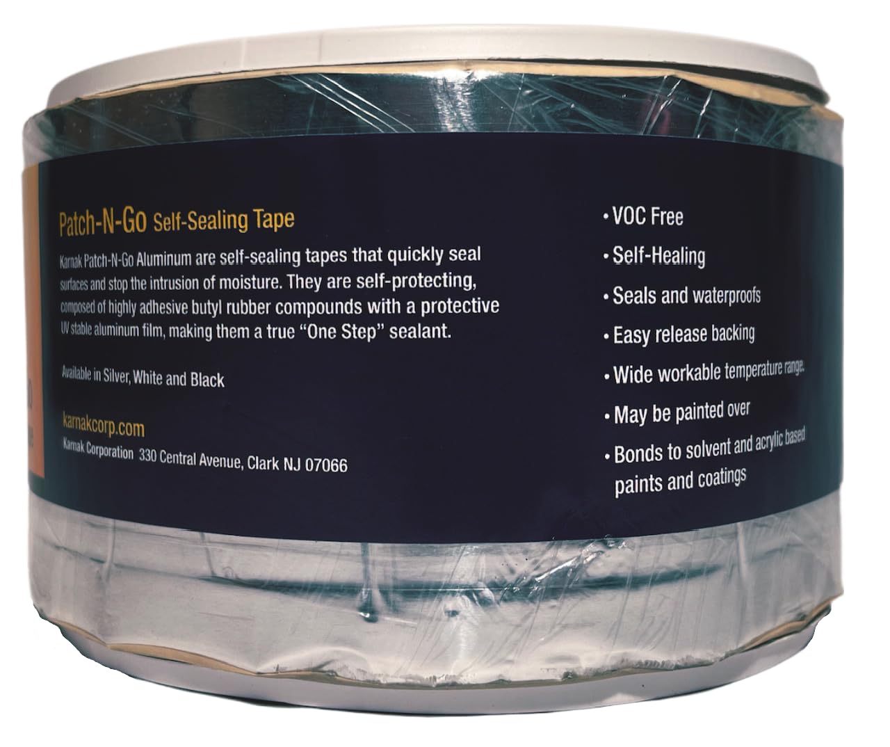 Karnak 550S-04 Silver Patch-N-Go Waterproof Tape – Reinforce, Seal & Waterproof Leaky EPDM, TPO, Single Ply, RV & Mobile Home Roofs in One Step - Aluminum Faced – High Temp Butyl Rubber(4