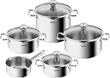 Tefal A705S9 Duetto - Set di pentole da 9 Pezzi, Adatto a induzione, in Acciaio Inox Robusto e di Alta qualità, Coperchio a setaccio, Adatto al Forno Fino a 260 C (Senza Coperchio), in - 1