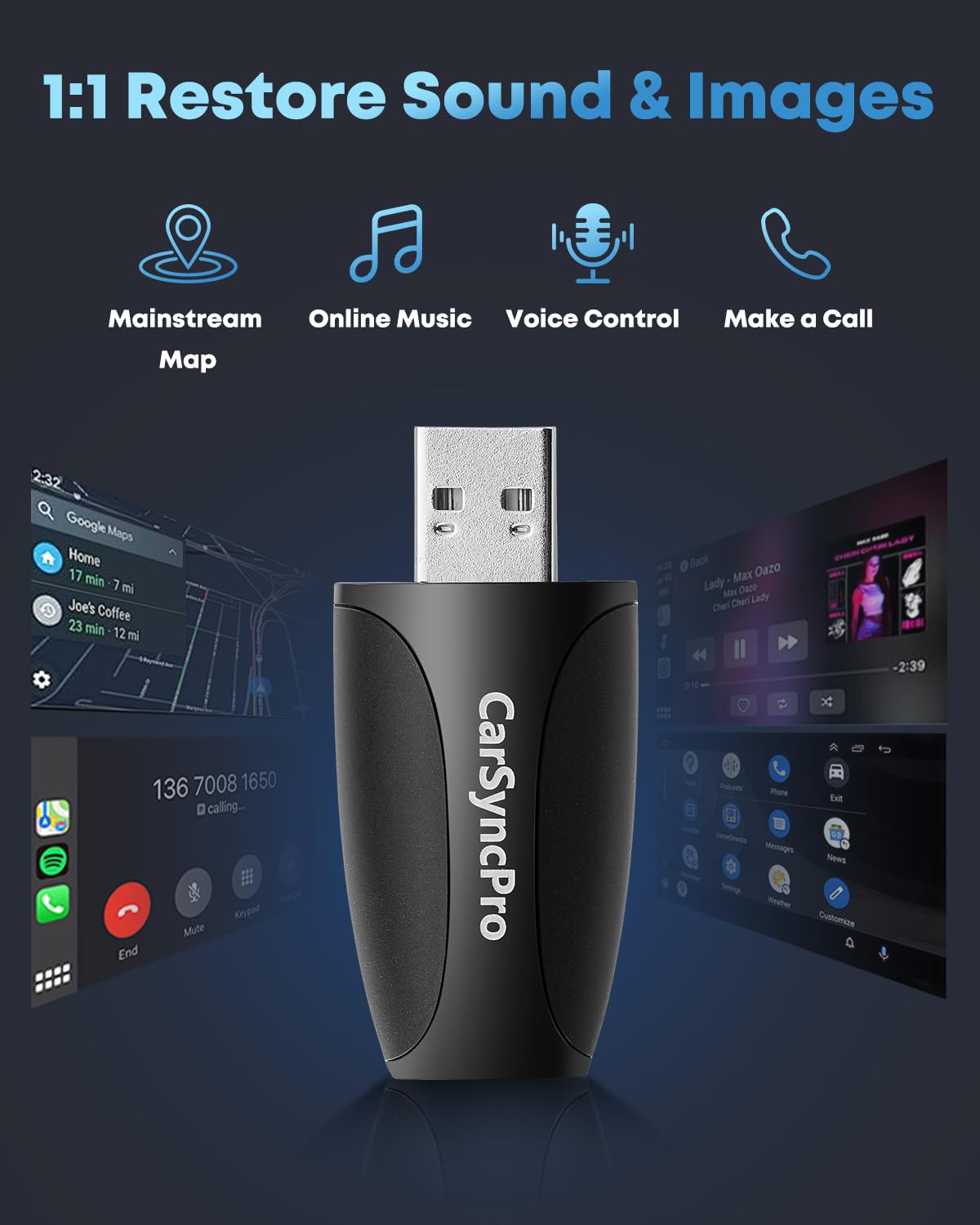 Adattatore automatico wireless CarPlay e Android: connessione rapida e stabile, Plug & Play, regolazione universale per iOS 10+/Android 11+, trasforma il tuo sistema cablato in wireless con Type-C