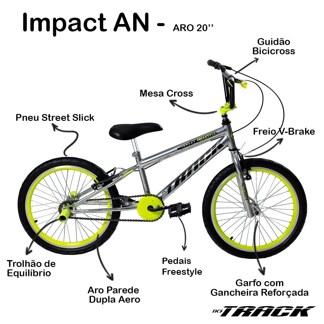 TK3 Track Bicicleta Aro 20 Impact AN Cromado e Amarelo | Amazon.com.br