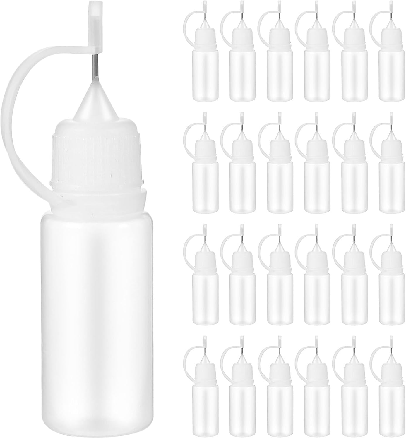 25pcs 10ml Precision Needle Tip Applicator Bottles with Squeeze Nozzle for Adhesive Paint Dispensing, Reusable Fine Tip Bottles for Crafting and Travel