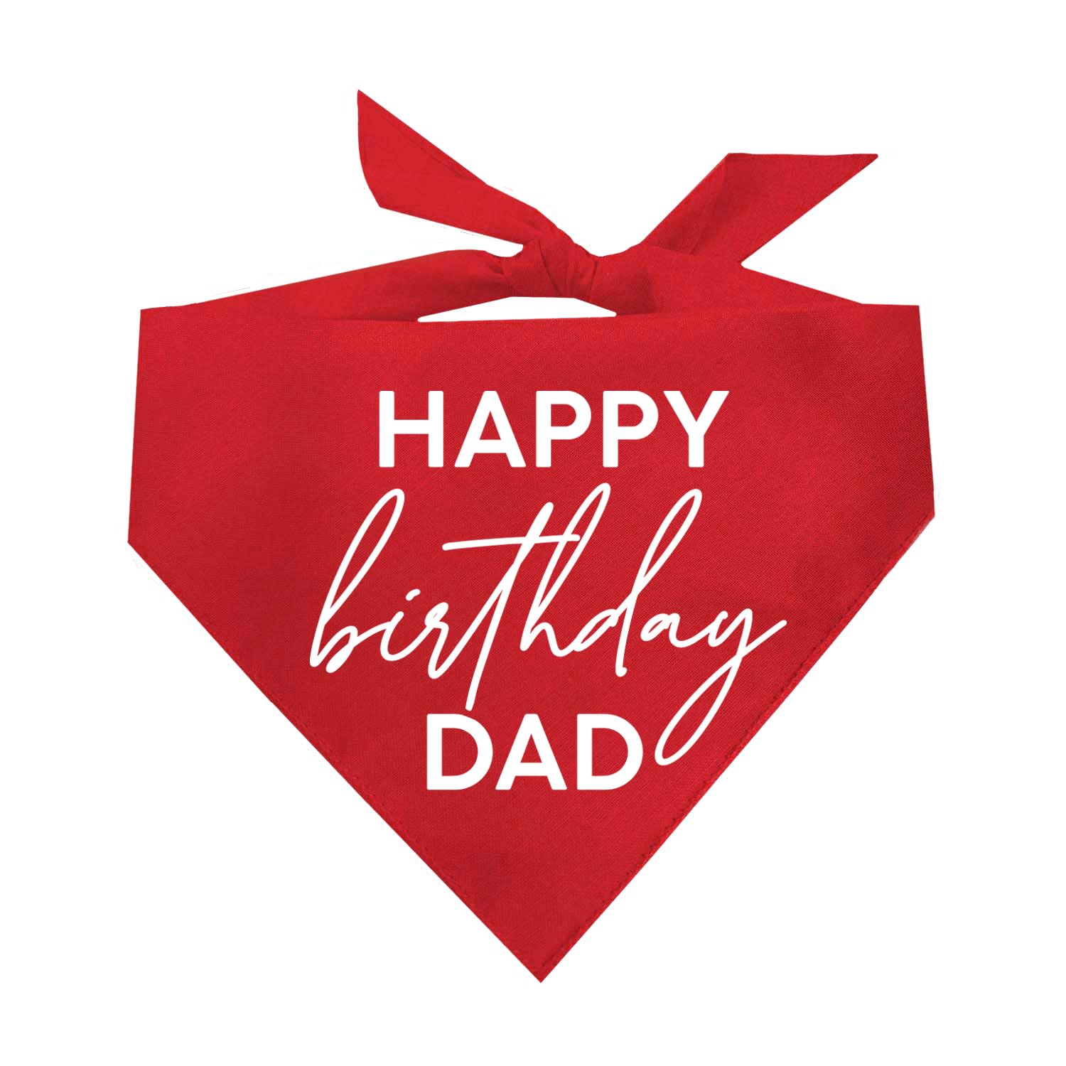 Happy Birthday Dad Dog Bandana | 100% Cotton Adjustable Triangle | Made in USA | Birthday Pawty | Party Theme | Celebration Supplies | Photoshoot Prop |Red, One Size (958)