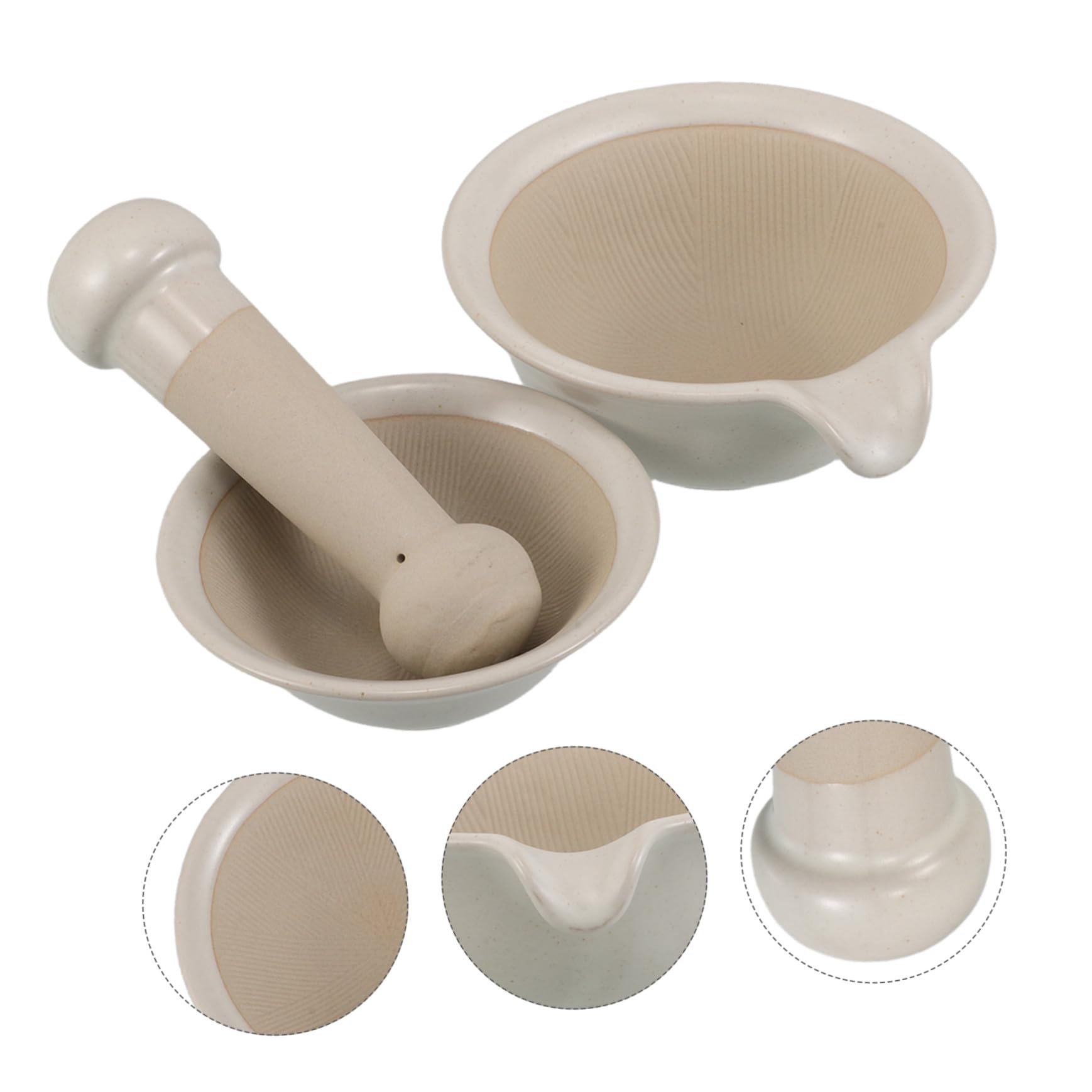 Food Masher Set Keramik Japanischer Stil Mahl Fütterungsschale mit Stößel Tragbar Leicht zu Reinigen Geruchsresistent für Glatte Babybreie und Babynahrung