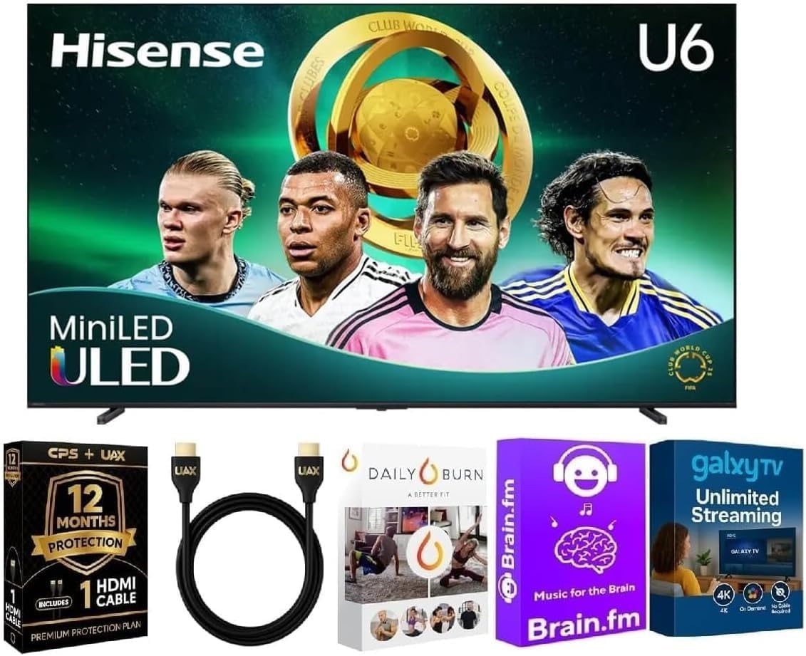 Hisense 100 Inch Class 4K ULED Smart TV HDR Quantum Dot Dolby Vision Atmos HDMI Cable Streaming Bundle WiFi Bluetooth Voice Remote CPS 12 Month Protection - Image 1 of 9