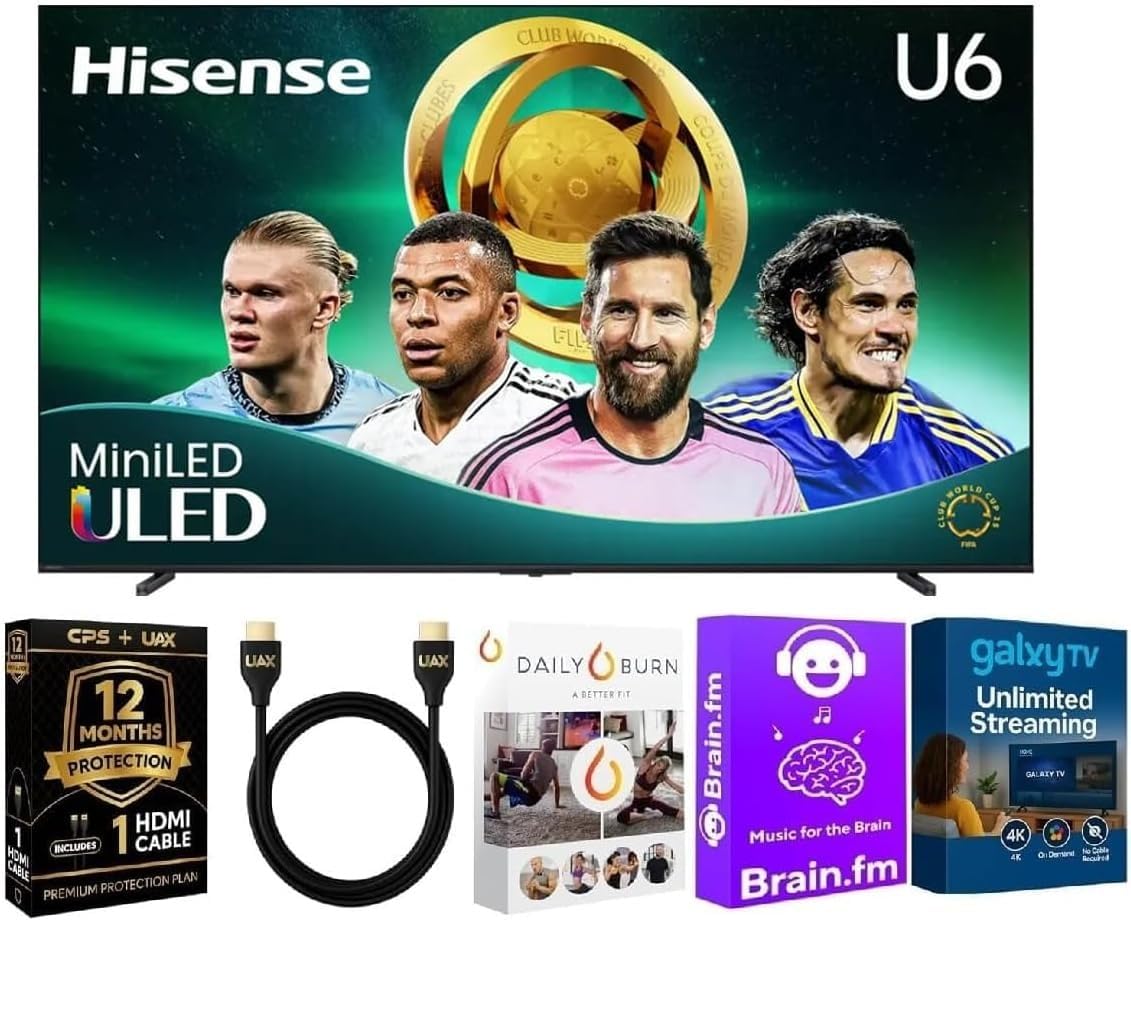 Hisense 100 Inch Class 4K ULED Smart TV HDR Quantum Dot Dolby Vision Atmos HDMI Cable Streaming Bundle