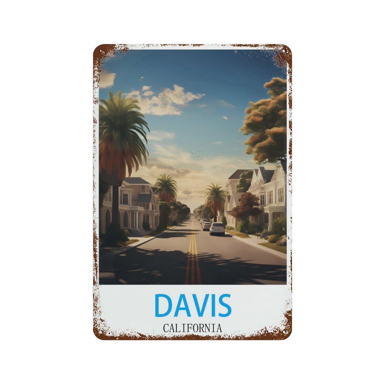 California Retro Design Tin Painting Vintage Tin Sign 08x12inch(20x30cm) Wall Art for Home Office Bedroom Living Room Cafes Wall Decor