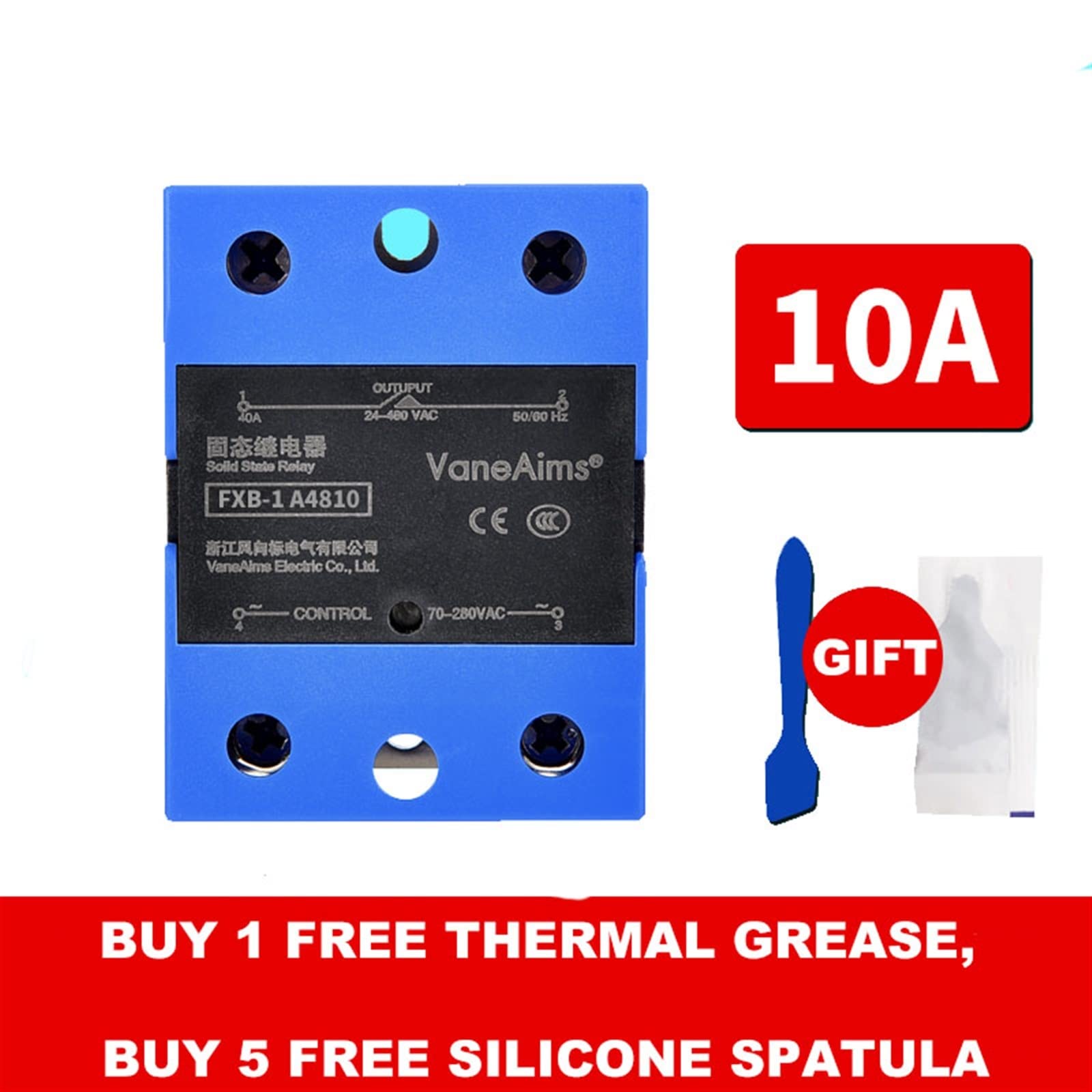 Nowość Solid State Relais flip Cover FXB-1 10A25A40A60A80A100A120A AC Control Wolna pasta termoprzewodząca (AC-AC-60A)