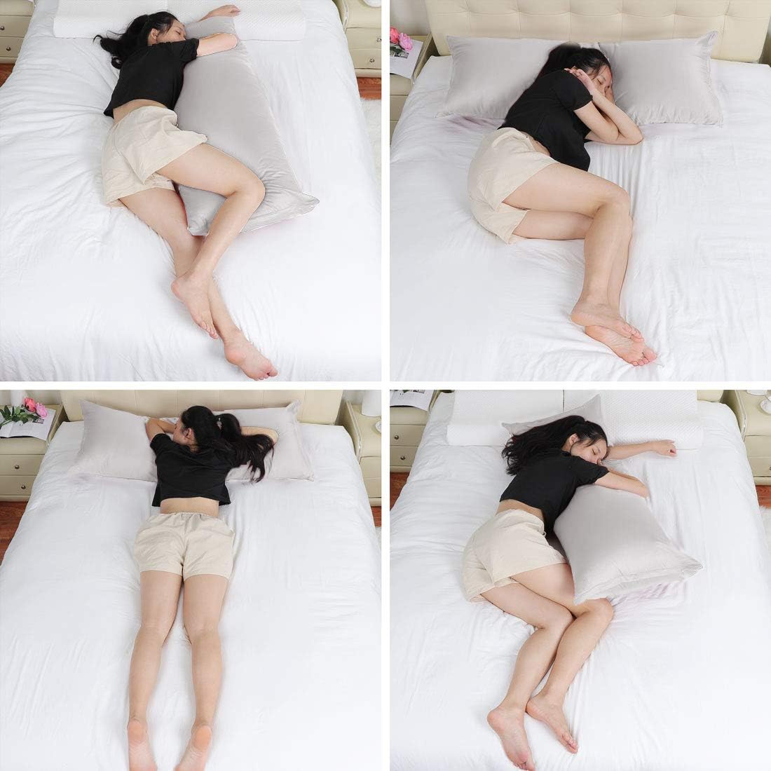 PiccoCasa Body Pillow Cover Egyptian Cotton Bolster Pillow Cases - Image 5