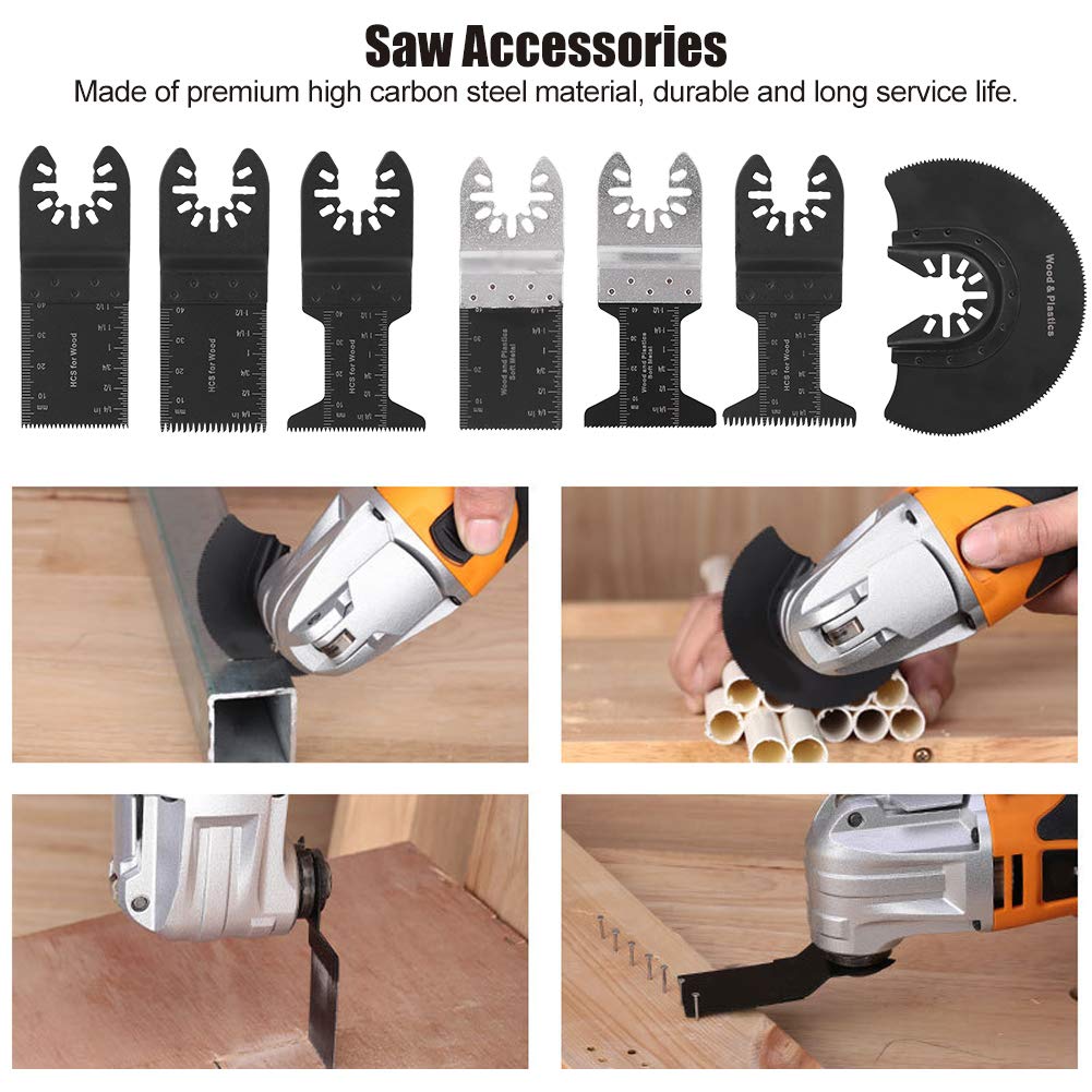 Juego de 52 Hojas de Sierra Oscilantes de Acero con Alto Contenido de Carbono, Kit de Corte de Madera Duradero para Bricolaje en el Hogar, 50 Hojas de Sierra para Corte Limpio de Carpintería,