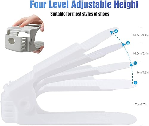 Miniatura 2 de Organizador de ranuras para zapatos, paquete de 24, apiladores de zapatos para un par de zapatos, apilamiento ajustable de doble capa para ahorrar