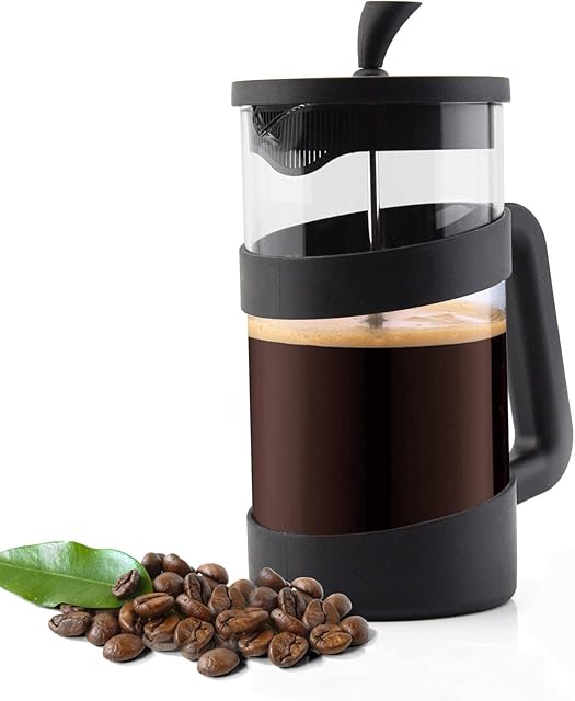 RAINBEAN 8 Cup Cafetiere Coffee Press, French Press Maker for Filter Coffee, Loose Tea and Milk Froth, with Triple Stainless Steel Filter, Heat Resistant Borosilicate Glass, 1000ml / 34 oz, Black