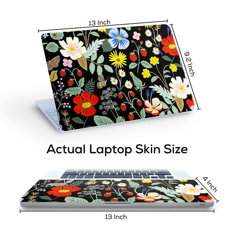 Image of Floral F43 Top+Wrist Pad Vinyl Laptop Skin /Sticker /Cover for 13 to 13.3 Inches Laptops Laminated-Removable-HD Quality Compatible for Hp-Dell-Sony-Lenovo-Asus etc.(13x9.2 Inches)