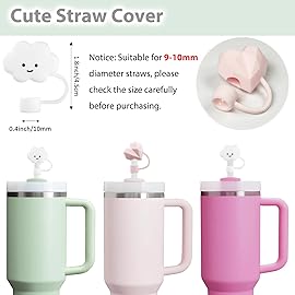 Stanley Cup Accessories Set Including 2 Pcs Straw Cover Cap for 9-10 mm Straws, 15 Pcs 3D Stickers, 2 Pcs Handle Charms, 1 Pcs Bling Silicone Boot Sleeve for Stanley Cup 40oz & 30oz Tumbler