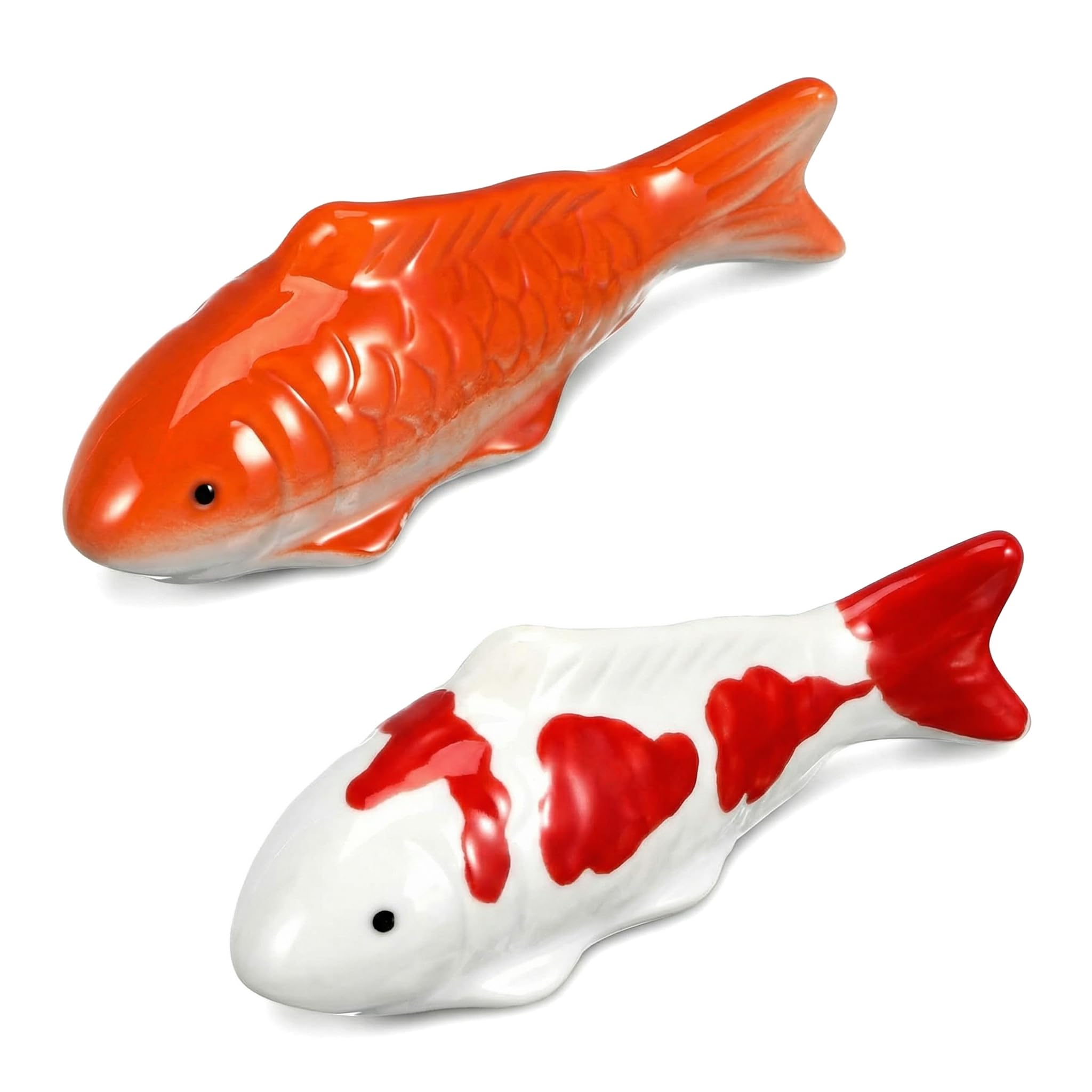 Wionin Lifelike Floating Fish Decor - Realistic Ceramic Koi & Goldfish for Aquarium, Pond, Tabletop - Set of 2 Vibrant Hand-Painted Mini Fake Fish for