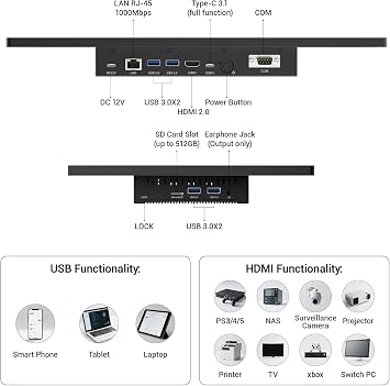 15.6 All-in-One Desktop Computers, FHD 180Adjustable Touchscreen Win 11 Pro Industrial Tablet PC N5095 8GB RAM/128GB ROM, HDMI 2.0 WiFi 5 Bluetooth 5.0 for Office/Automation/Kiosk/Bar/Warehouse
