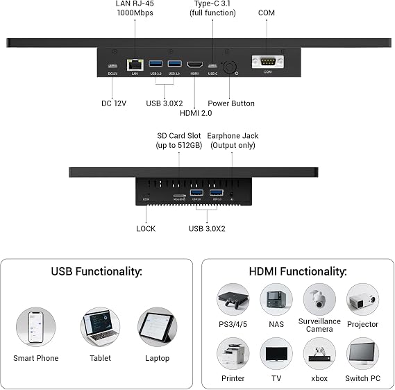 15.6 All-in-One Desktop Computers, FHD 180Adjustable Touchscreen Win 11 Pro Industrial Tablet PC N5095 8GB RAM/128GB ROM, HDMI 2.0 WiFi 5 Bluetooth 5.0 for Office/Automation/Kiosk/Bar/Warehouse
